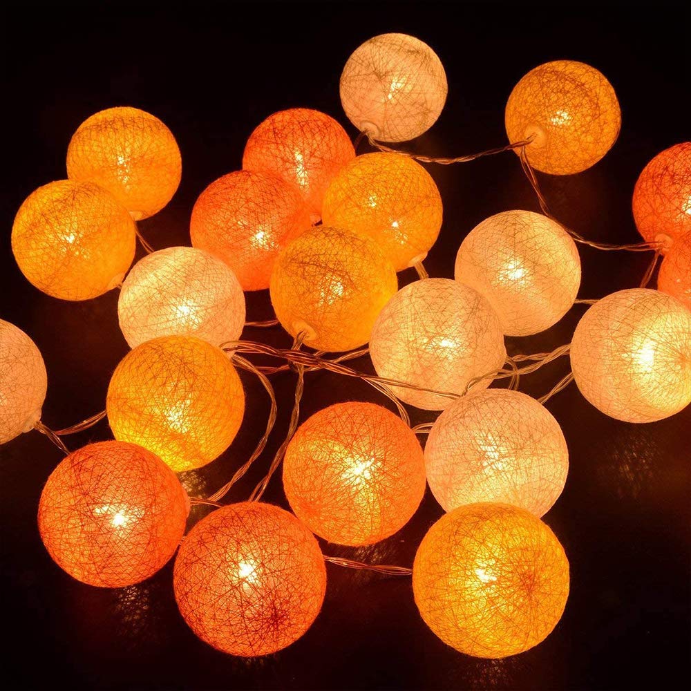 6Cm Guirlande Lumineuse De Noël À Boules De Coton, Dotbuy Éclairage De
