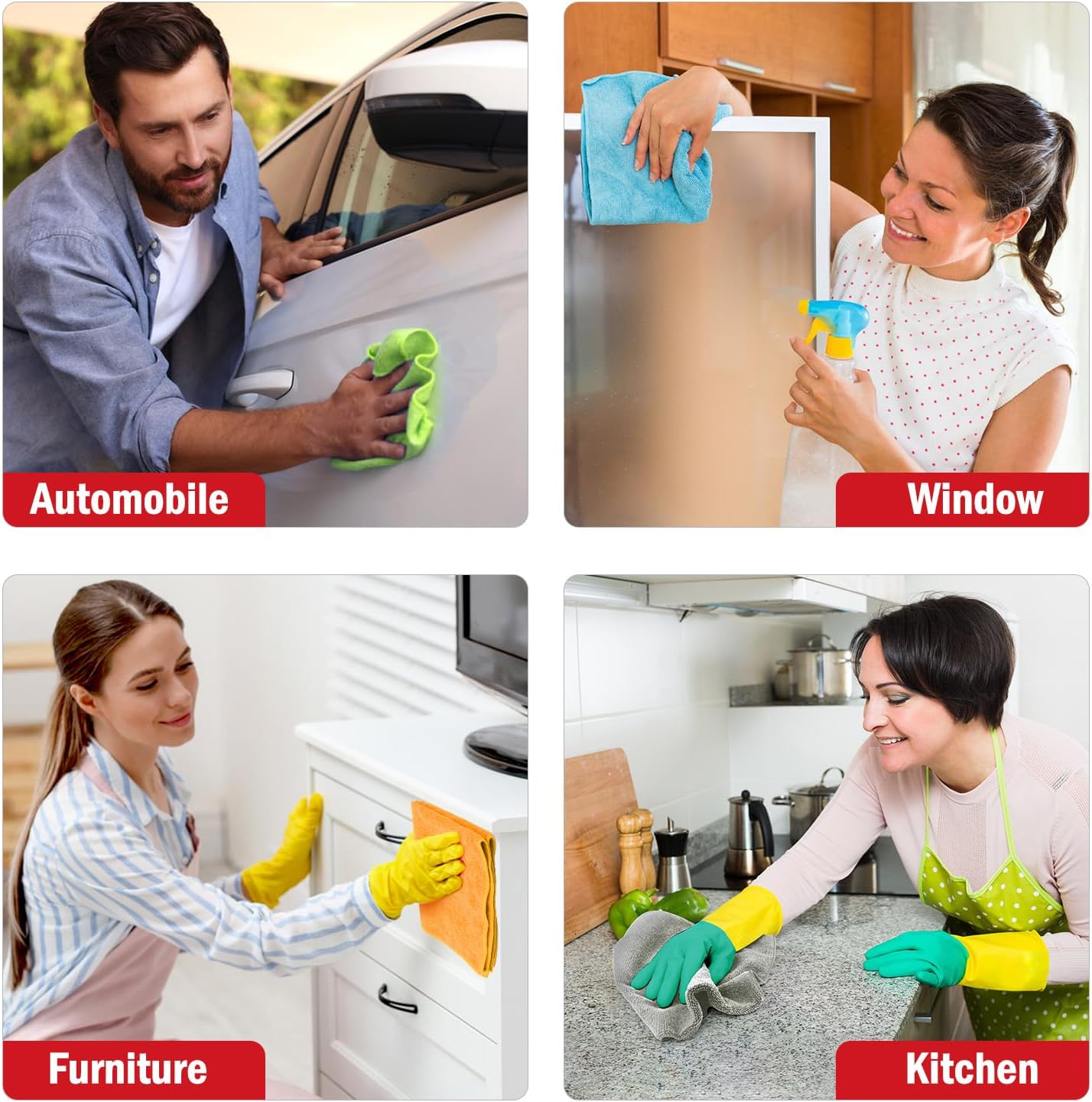 AIDEA Microfiber Cleaning Cloth 24 Pack, Microfiber Towels for Cars, Soft & Absorbent Cleaning Rags, Premium Lint Free Shop Towels for House, Kitchen, Car, 12inx16in, Grey - Image 5