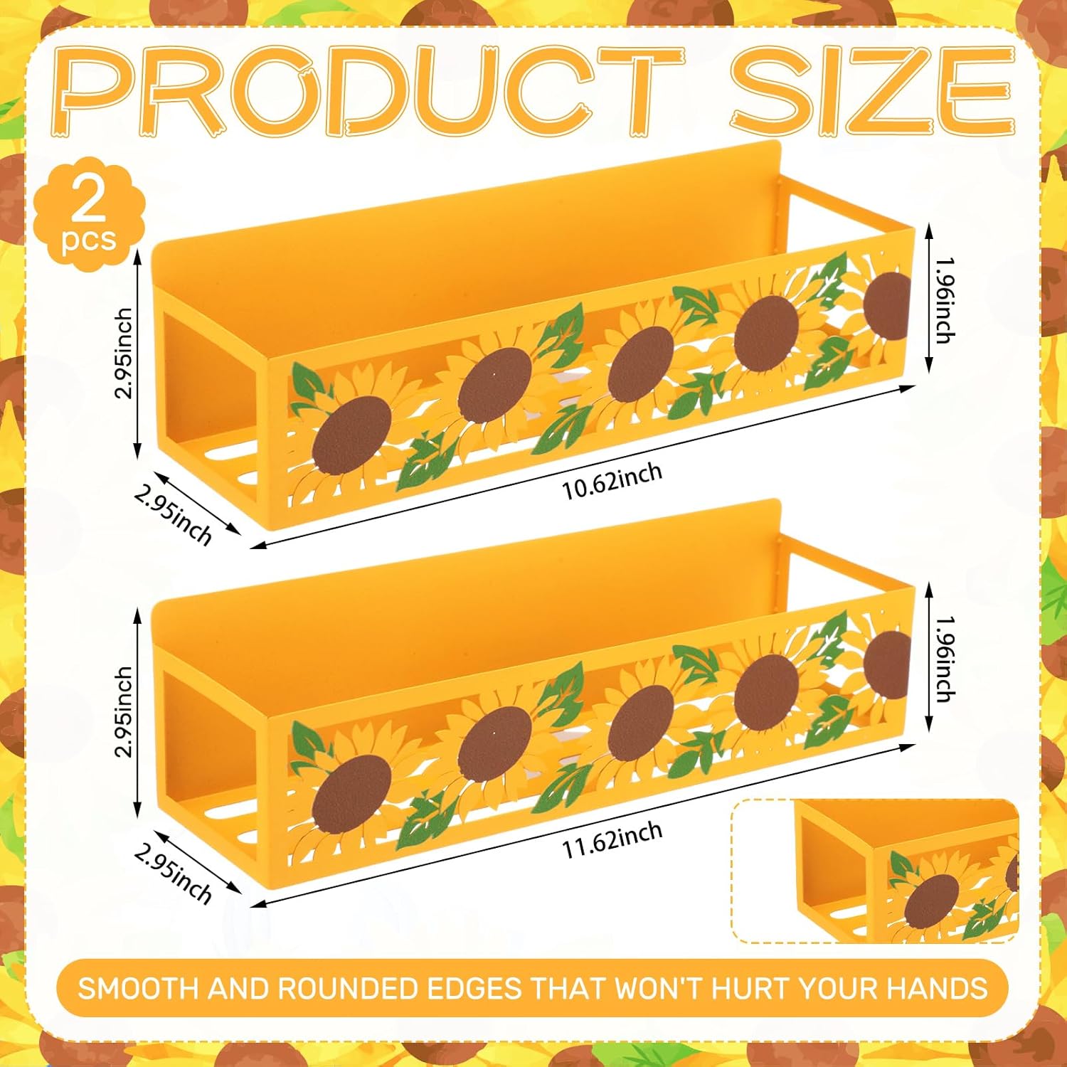 Beeveer 2 Pack Magnetic Spice Rack for Refrigerator Metal Magnet Basket Shelf for Fridge Seasoning Storage Organizers Home Decor Kitchen Accessories (Sunflower)