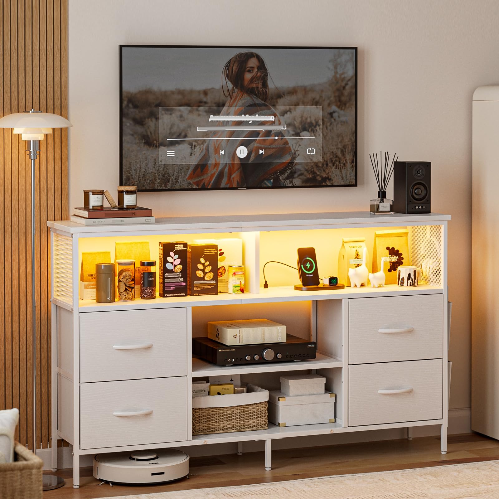 Amazon｜IKIFLY チェスト収納 タンス 棚付き 箪笥リビング収納チェスト