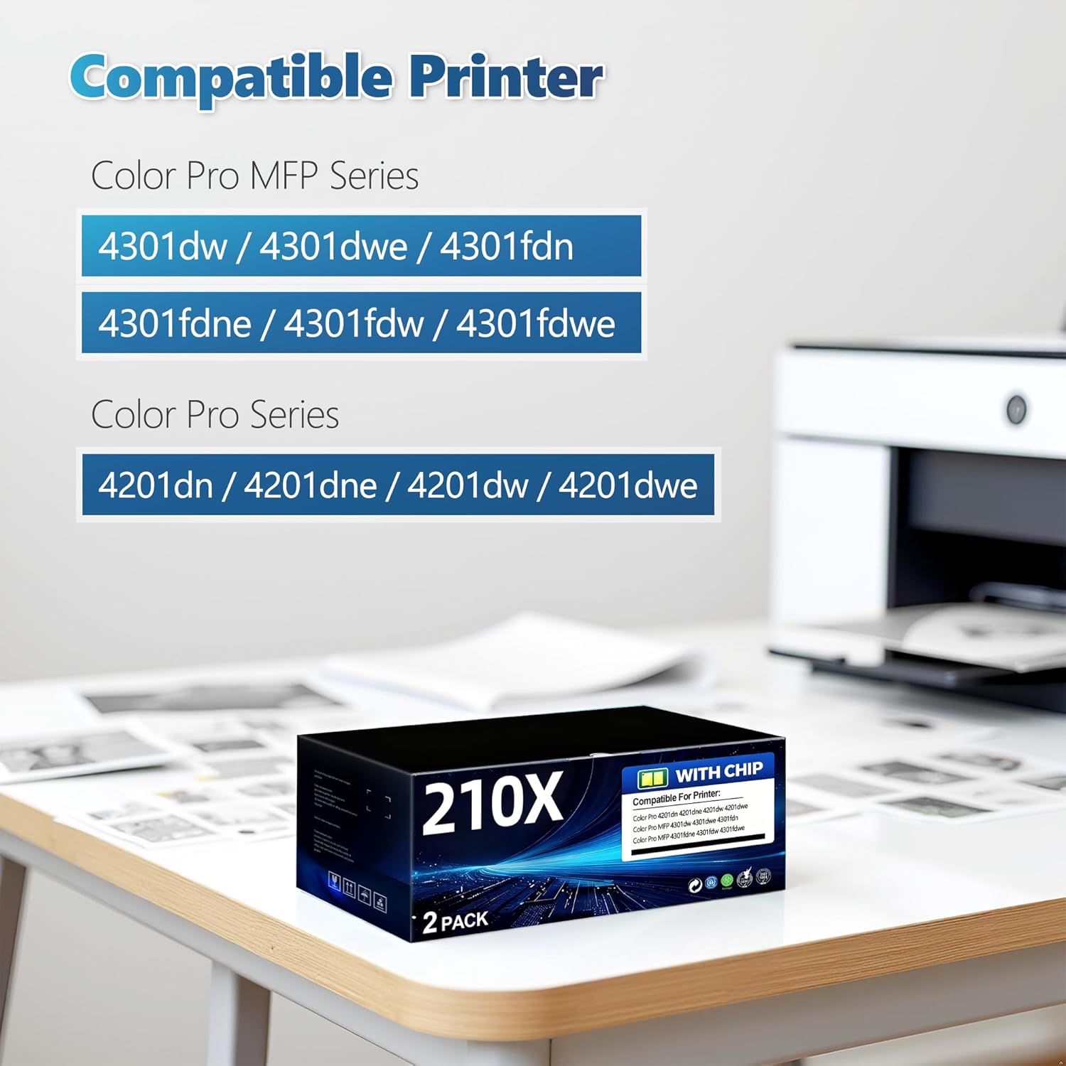 BERRYSKY 210X Black Toner Cartridge 2 Pack Compatible HP 210A 210X Toner Cartridges Replacement for Color Pro MFP 4301dw 4301fdn 4301fdw Color Pro 4201dw Printer | W2100X