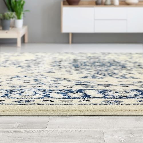 Vista 122 de Antep Rugs - Alfombra oriental de 5 x 7 con medallón tradicional para interior Siesta (beige crema, 5 pies 3 pulgadas x 7 pies)