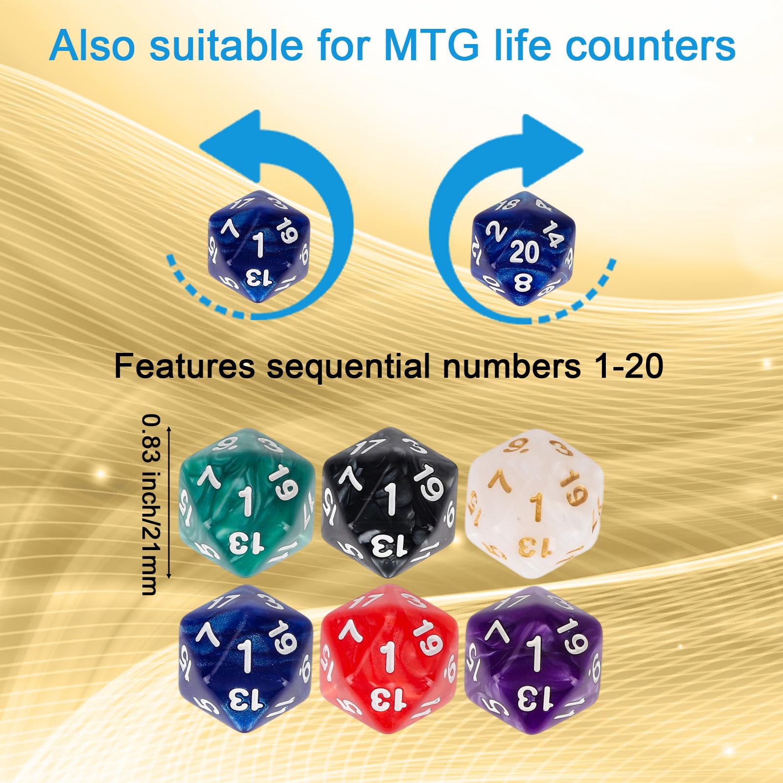 12 Pezzi Set di Dadi D20 Standard in 6 Colori, a 20 Facce Dadi Contatore per Giochi di Ruolo MTG DND Party Card Loaded Games con Custodia