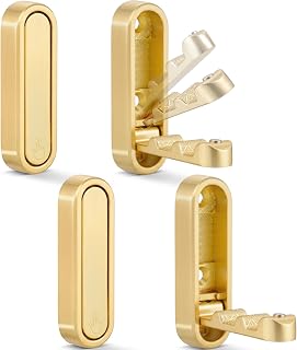 Foldable Wall Hooks, 40lb Heavy Duty, Zinc Alloy, Gold, 4 Pack