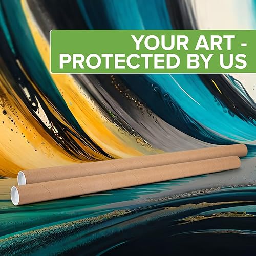 Miniatura 9 de Tubo de correo de papel kraft reforzado de 2 x 36 pulgadas, paquete de 1 tubo con 2 tapas, tubo seguro aprobado por USPS para pósteres, tubo