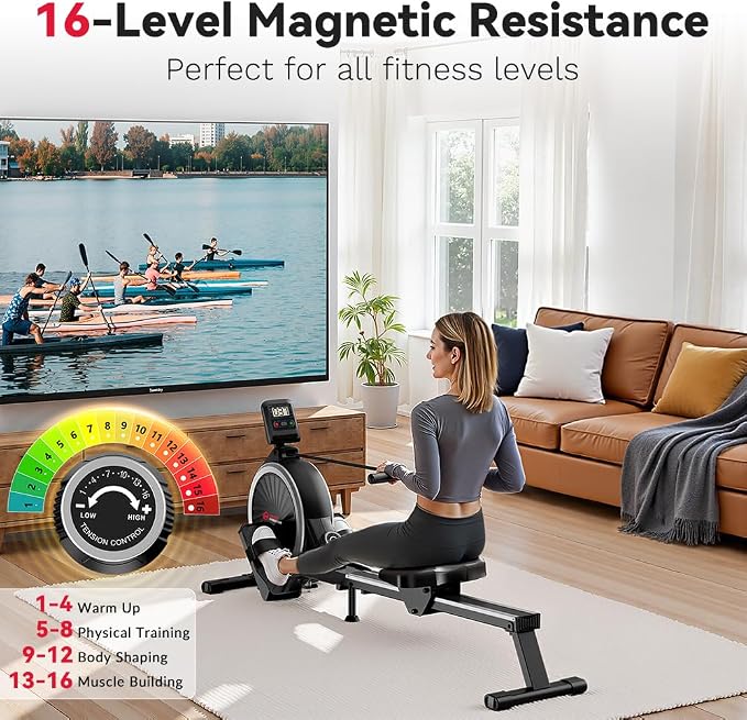 Máquina de remo magnética plegable con resistencia 16 niveles miniatura 2
