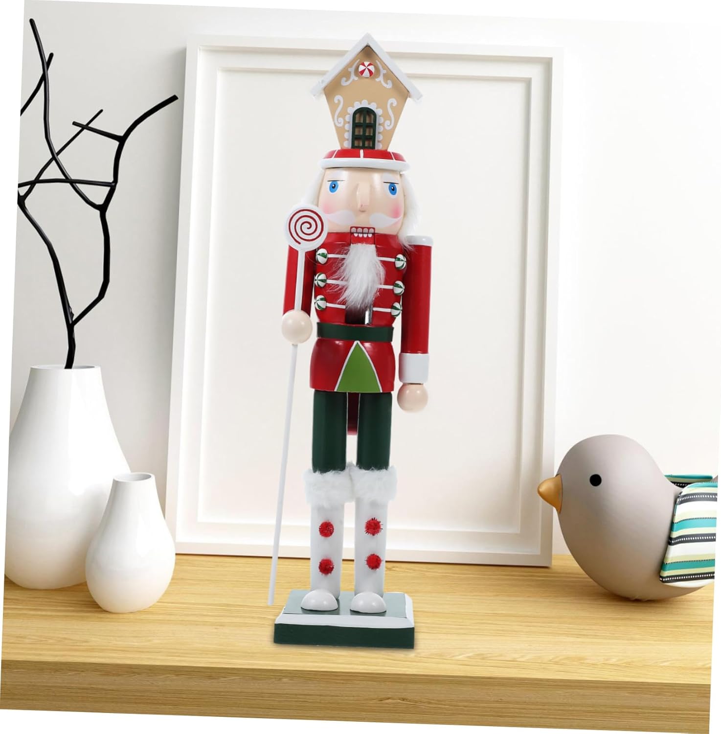 Wooden Nutcracker Figurine for Christmas Decor Unique Gingerbread Design Festive Holiday Display for Home for Family and Friends