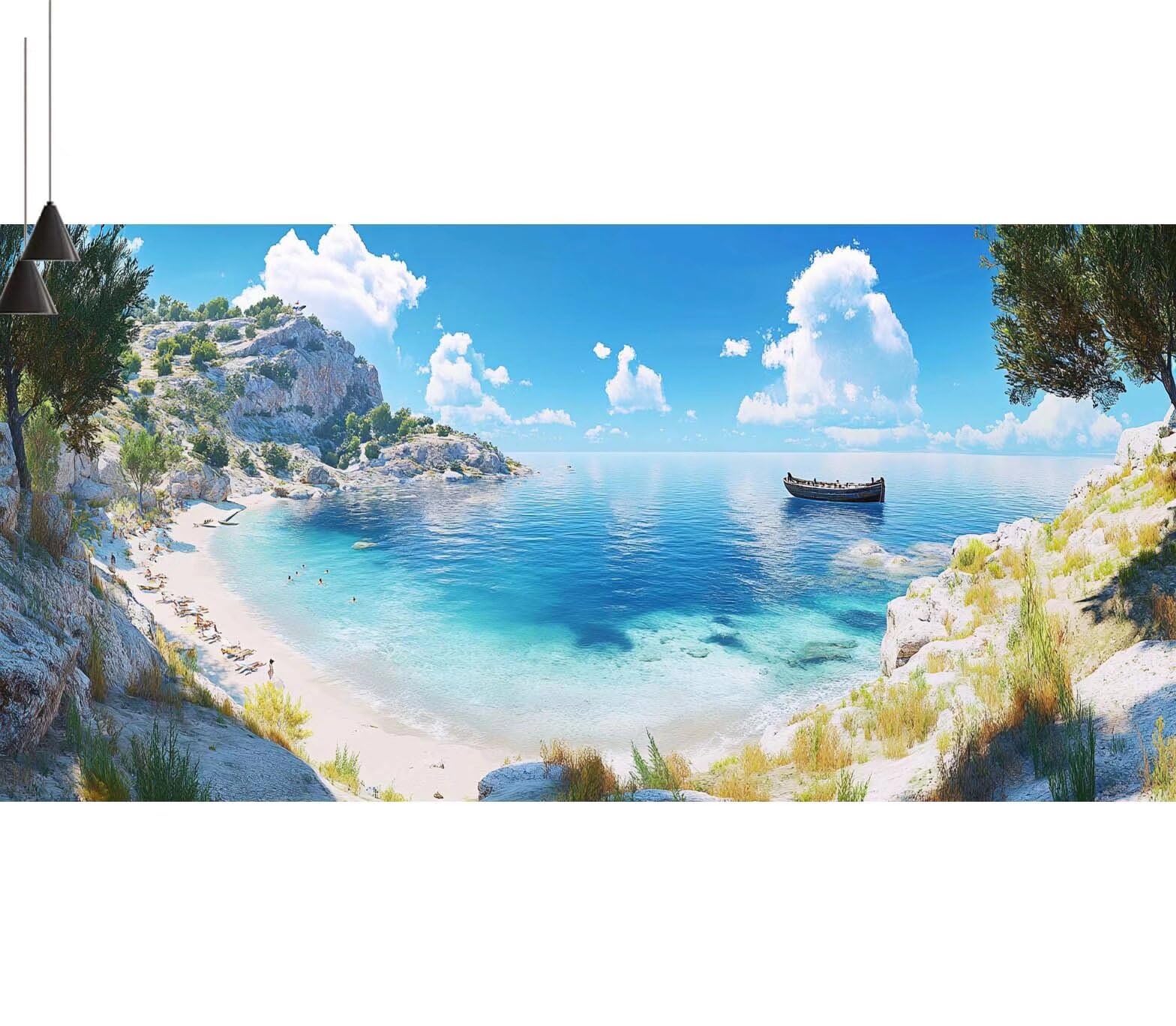 Dipingere con i Numeri per Adulti Bambini,Paint by Numbers con Pennelli Pittura a Pigmento Acrilico,Fai Da Te pittura di Numeri Kit Decora la casa Regalo (Senza Cornice)- Lago,Paesaggio 50x125cm V-612