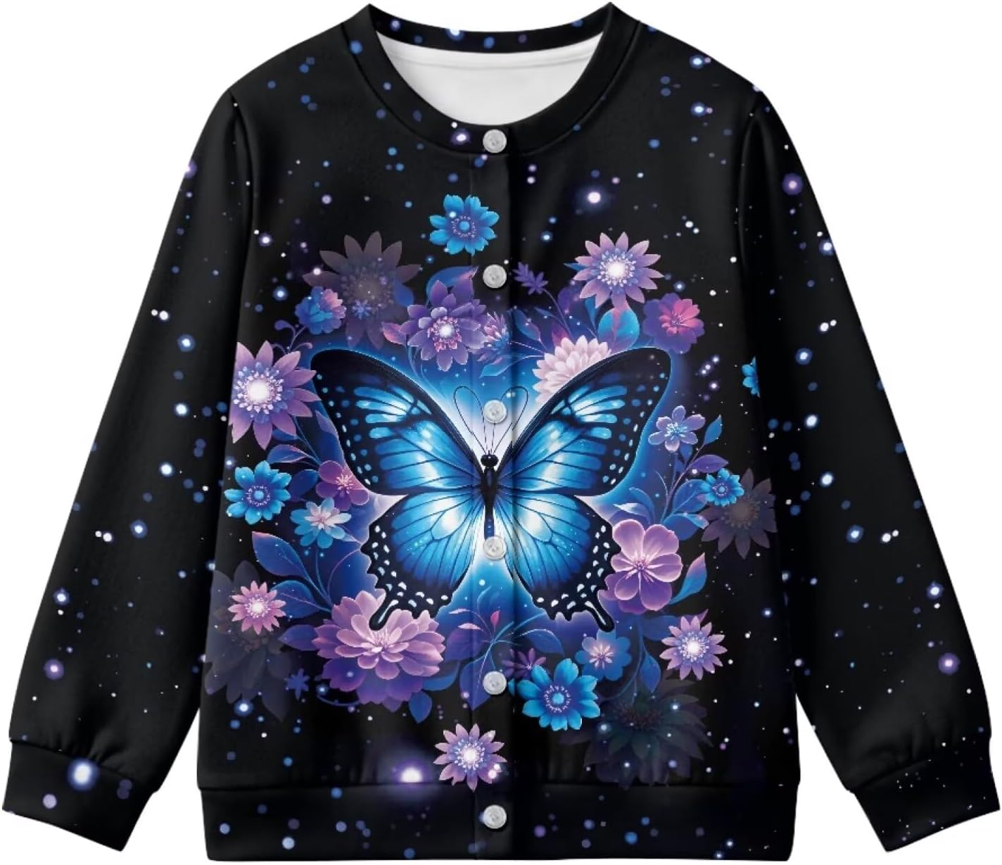 Girls Crewneck Cardigan Sweatshirt Button Down Kids Long Sleeve Cardigans for Outdoor 4-16Years