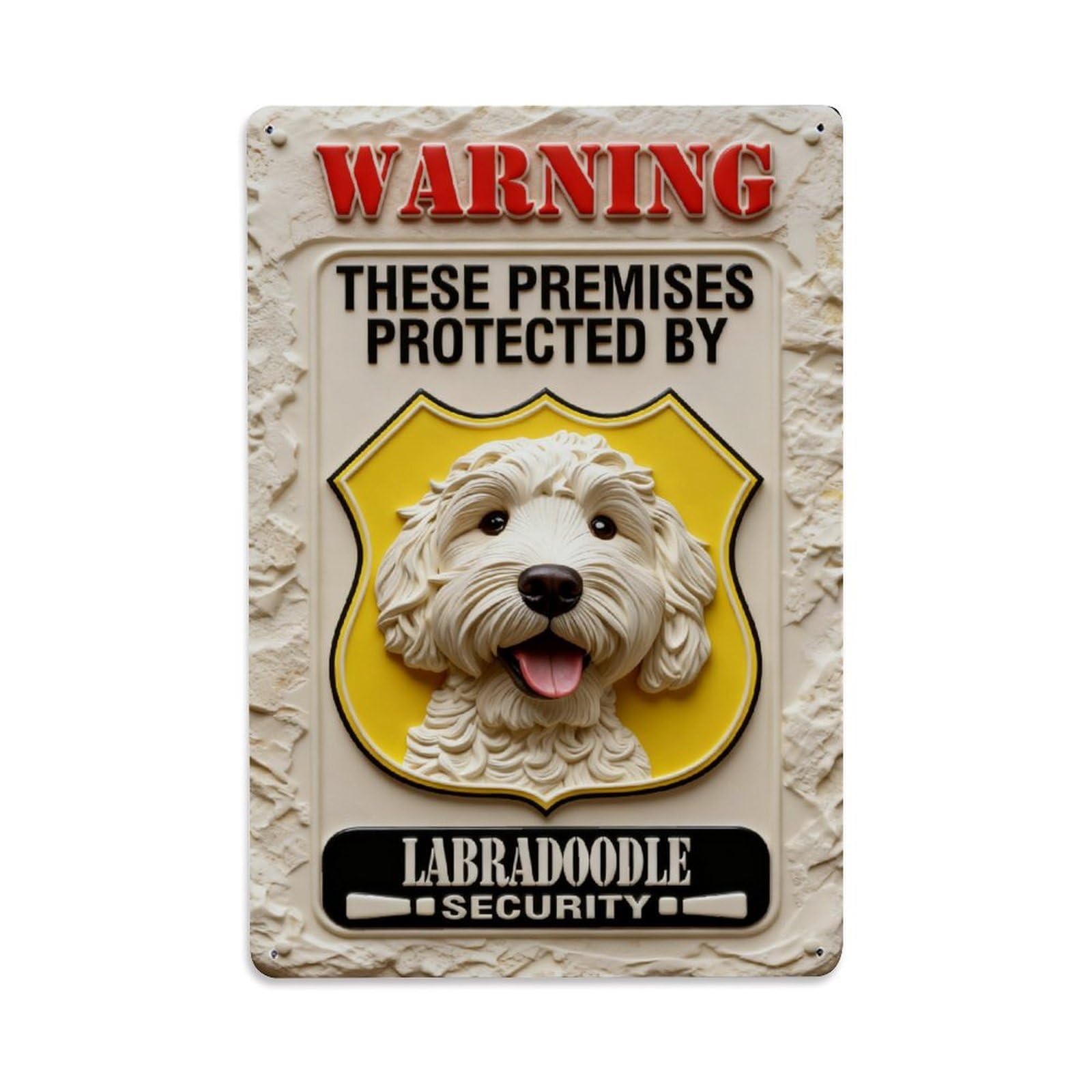 Warning Sign With Dog Image Vintage Metal Tin Sign Retro Wall Decor, Bar Garage Cafe Kitchen Home Wall Art Poster Decoration 8x12inches