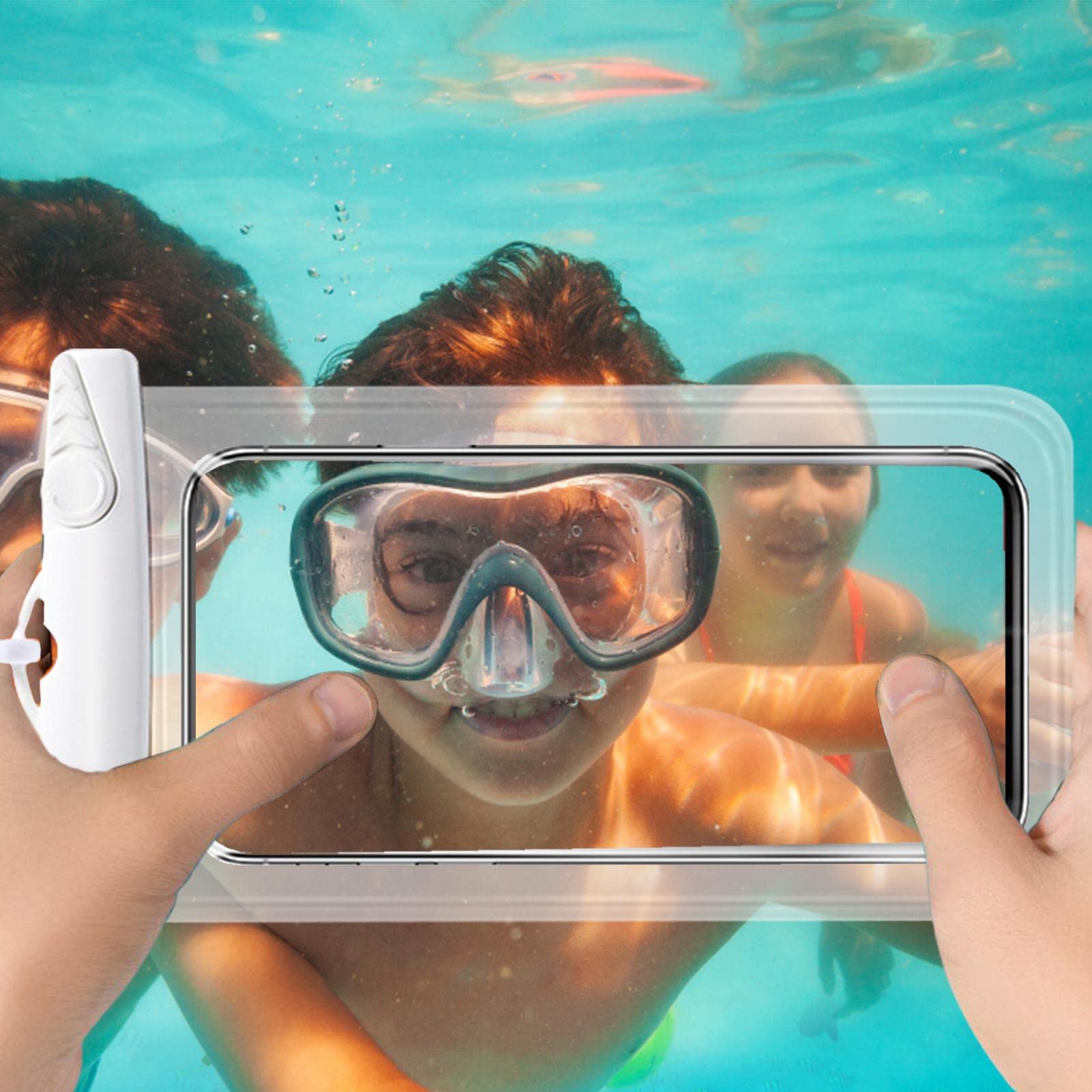 Buogint Waterproof Cellphone Pouch - Waterproof Phone Pouch Beach Accessories for Women - Underwater Phone Protector for Swimming Snorkeling Raining, Dustproof Phone Pouch for Cellphones White