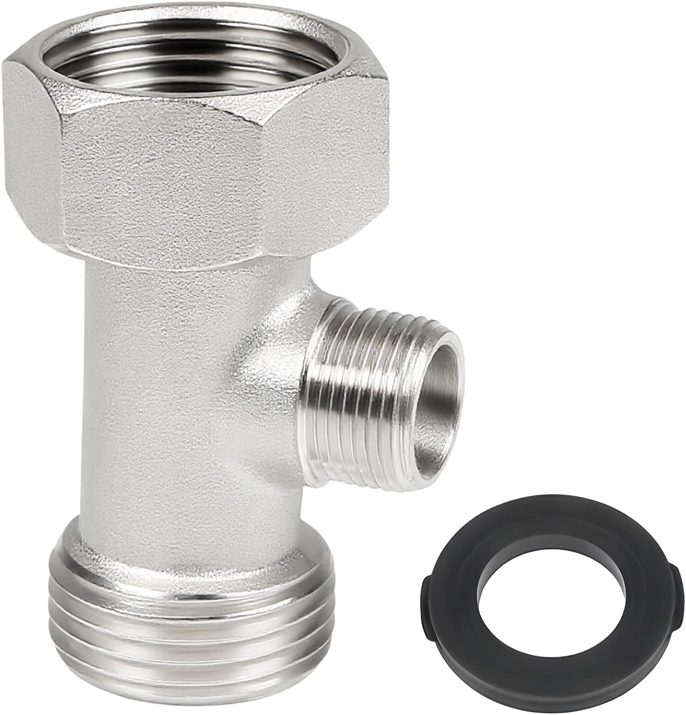 Bidet T Adapter, 3-Way Tee Connector 7/8"x7/8"x3/8" with Gasket - Toilet Faucet Splitter & Shower Head Diverter Valve for Bidet Sprayer Attachment, Bidet Hose Fitting for RV & Home Plumbing