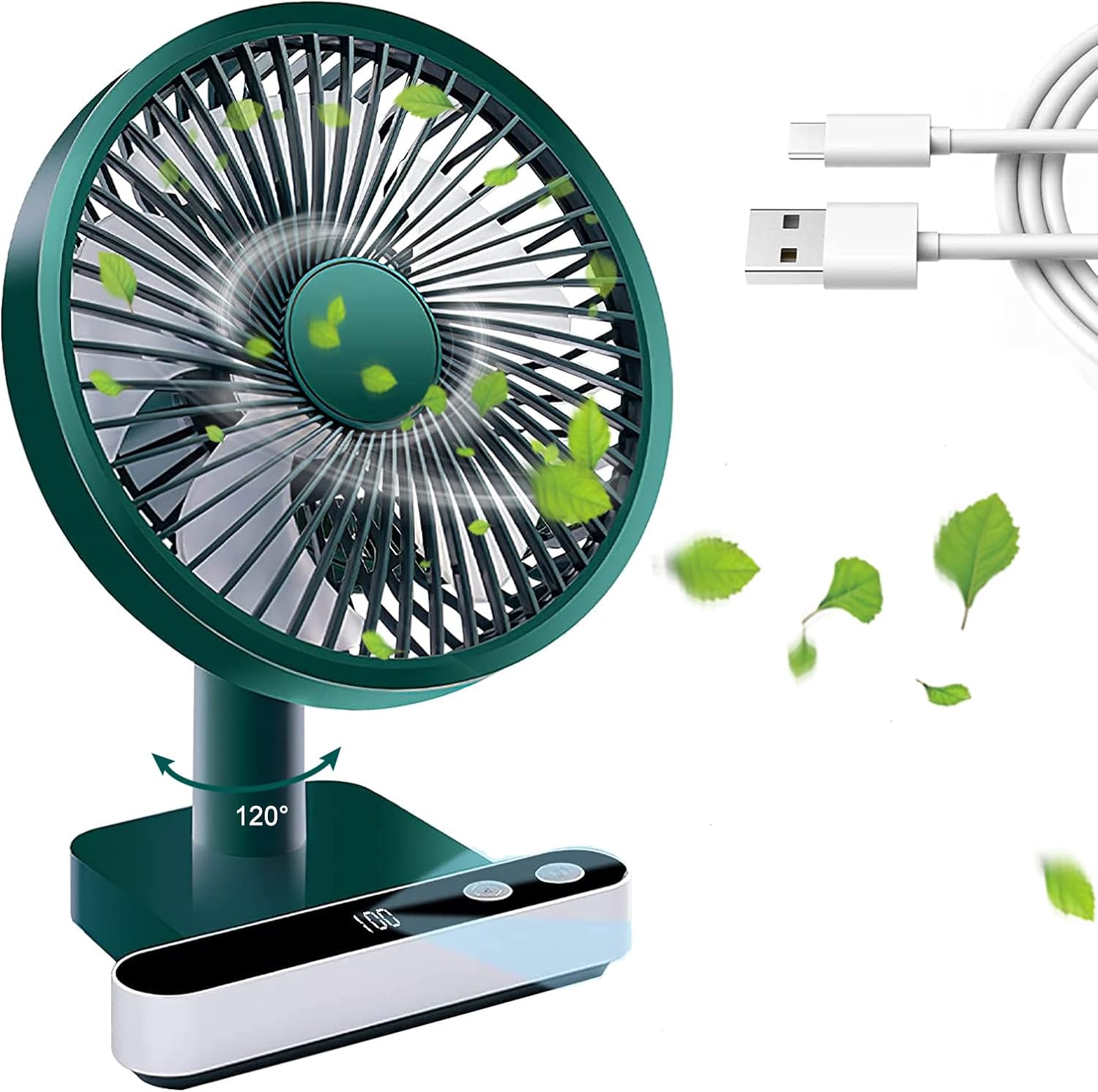 ADURI Small Desk Fan Cooling, Oscillating USB Quiet Personal Table Fan