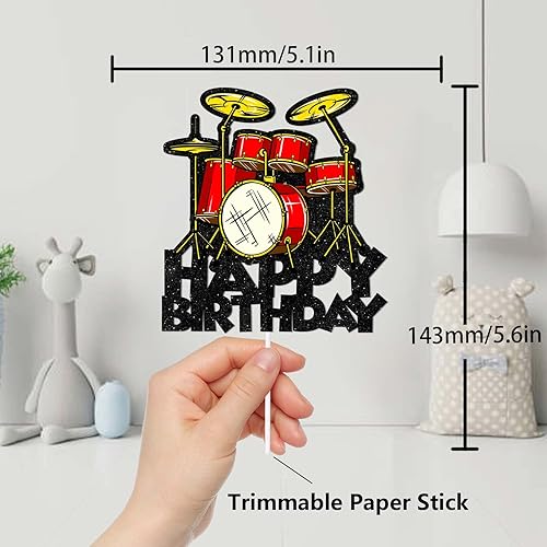 Miniatura 2 de Decoración de pastel de feliz cumpleaños con juego de batería para selecciones temáticas de música para baterista de rock roll, suministros de