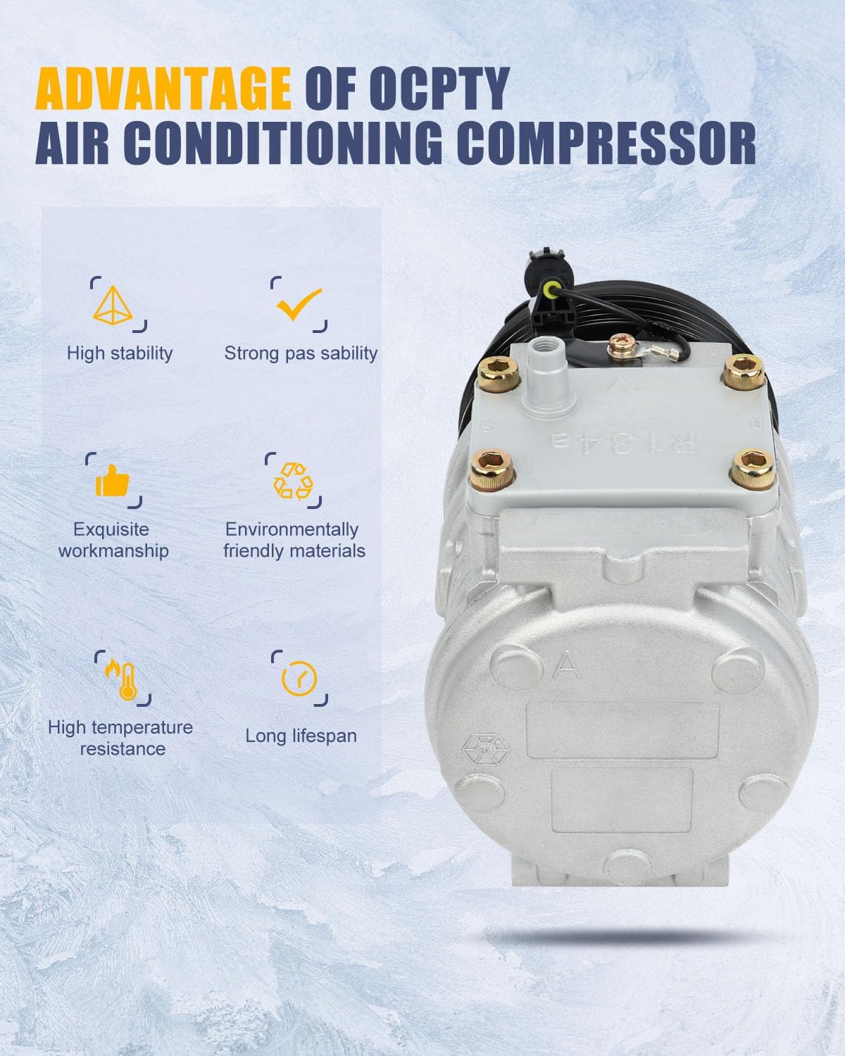 OCPTY AC Compressor for 1994-2004 for Toyota T100 2.7L for Toyota Tacoma 2.4L for Toyota Tacoma 2.7L 1521040 1021009 1121009 1221009 638810 4710222 4711222 77335 78335 2041649