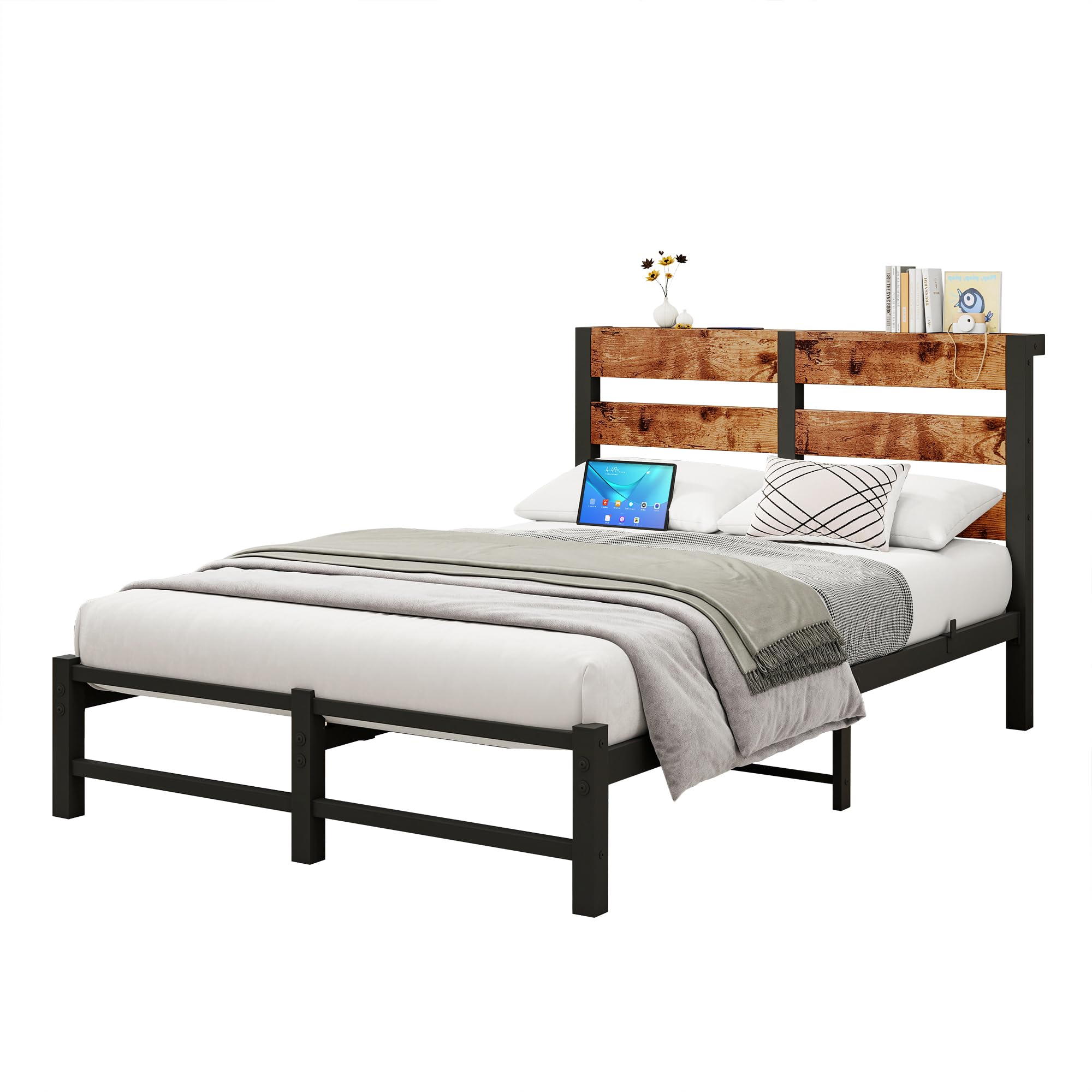 Cadre de lit double en acier noir 160x200 - Ciel & terre Commerce Cadre de lit double en acier noir 160x200 - Ciel & terre Commerce