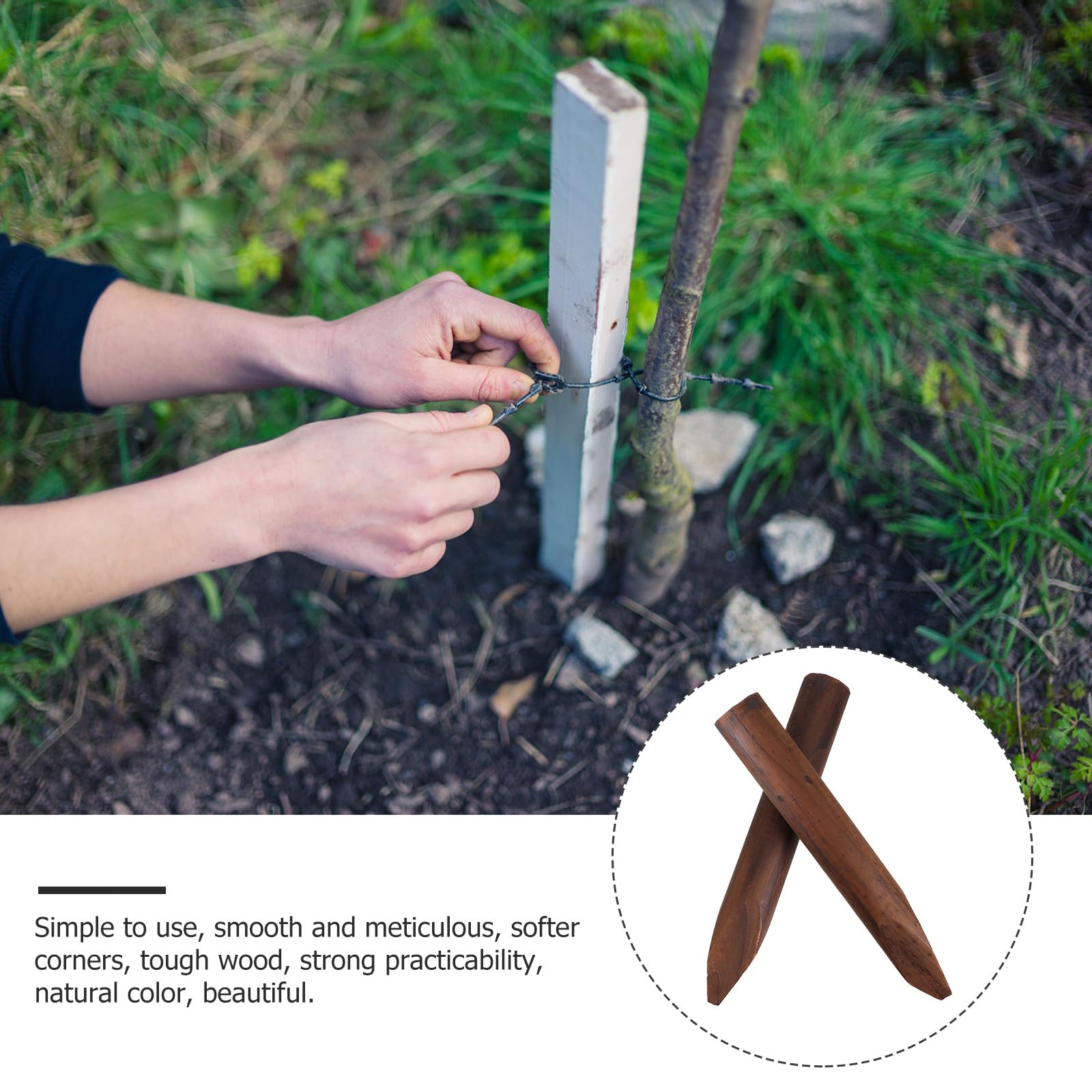 2 Stück Teiliges Holzpfähle aus Druckbehandeltem Wetterbeständige Gartenpfosten für Beetbegrenzung Raseneinfassung und Dekorative Zaungestaltung im Außenbereich