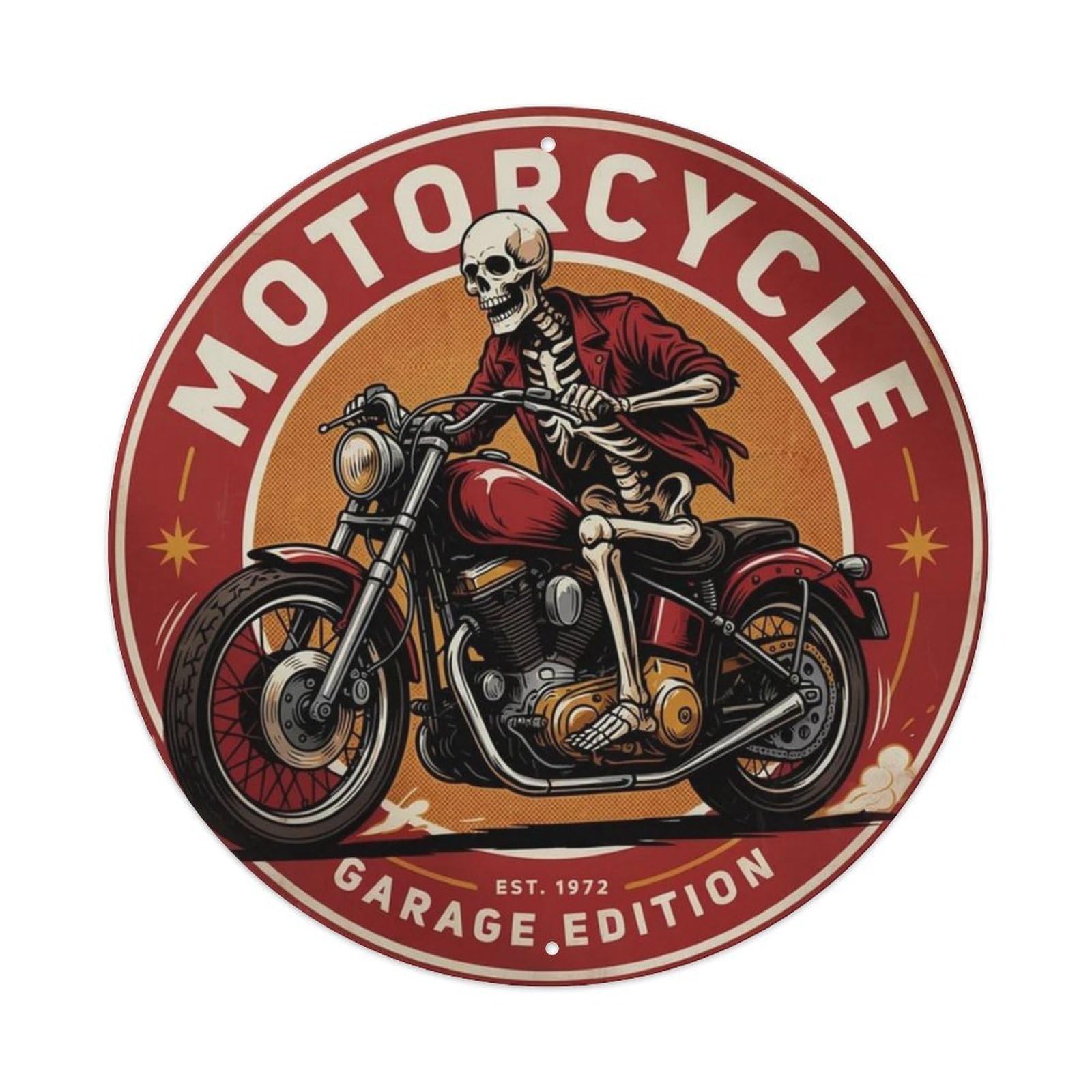 Skeleton-Biker-Tin Metal Tin Sign Plaque