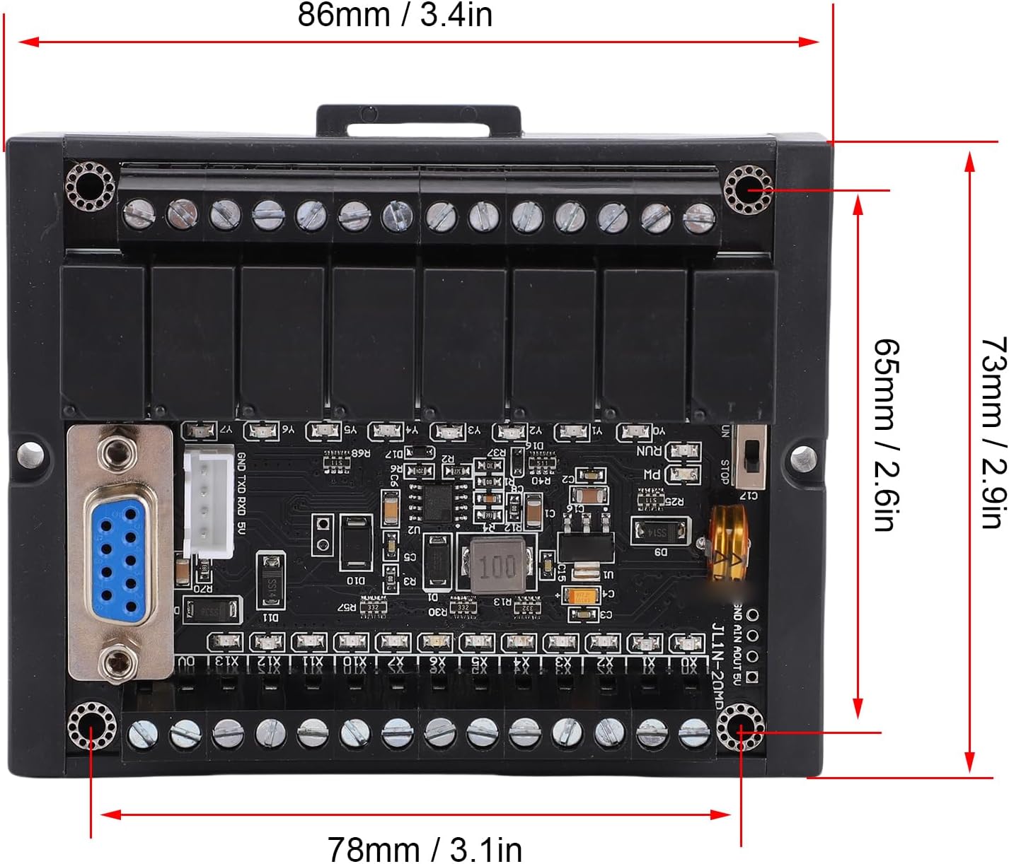 WALFRONT PLC Control Programmable Logic Controller Industrial Control Board DC Panel PLC Relay Module Rail Type Housing