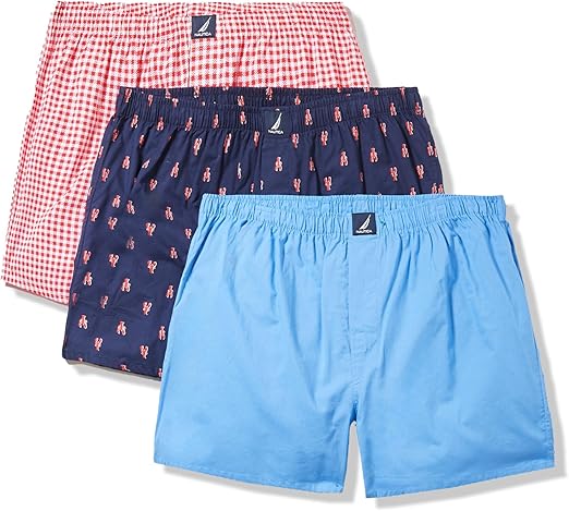 Nautica Men's Cotton Woven 3 Pack Boxer