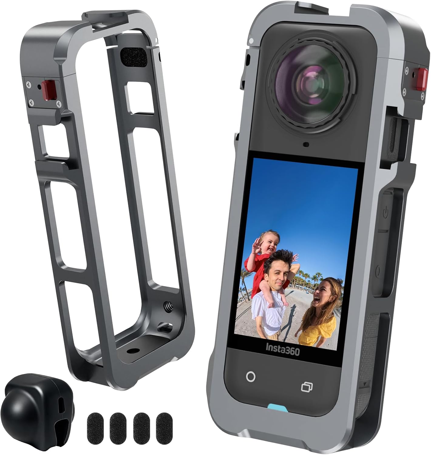 HONGDAK Metal Protective Case for Insta360 X5, Aluminum Alloy Frame Case Cage with Silicone Lens Various Expansion Mounts for Insta360 X5 Accessories, Built-in 1/4" Screw Hole