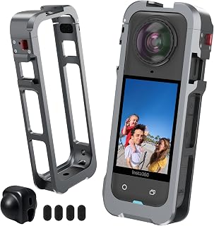 HONGDAK Metal Protective Case for Insta360 X5, Aluminum Alloy Frame Case Cage with Silicone Lens Various Expansion Mounts for Insta360 X5 Accessories, Built-in 1/4" Screw Hole