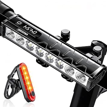 Vastfire 17 LED Bike Lights 5000 Lumen, Super Bright Bicycle Light for Night Riding, USB Rechargeable Bike Headlight and Taillight, Waterproof Wide Beam Bike Front Light with Digital Power Display