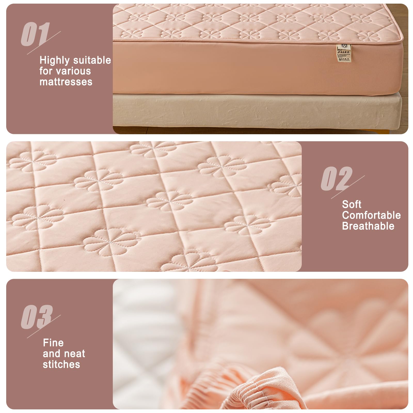 Drap Housse matelassé,150x190 Drap Housse - en Jersey Doux Coton