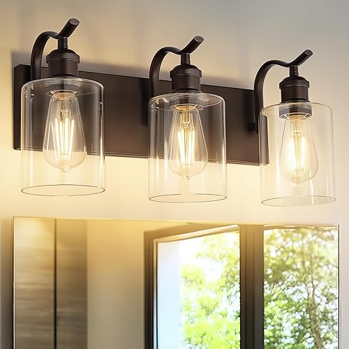 Miniatura 25 de Lámpara de tocador de baño con 4 luces, aplique de pared de níquel cepillado, lámpara de baño moderna con vidrio transparente, VL01BN-4 Níquel