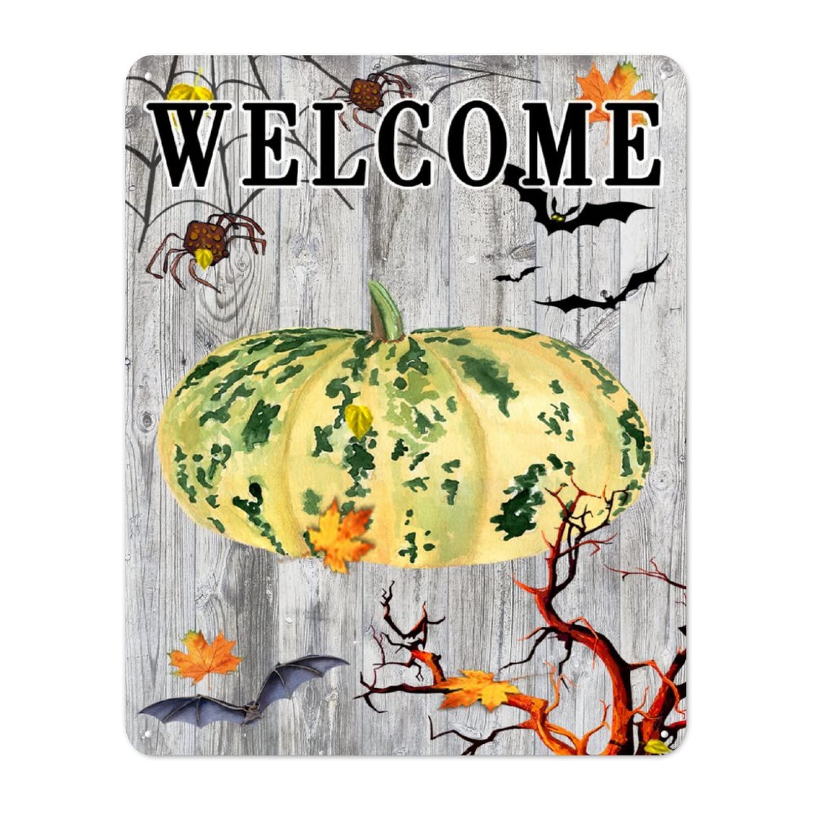 Plaque en métal Halloween citrouille décoration automnale pour entrée