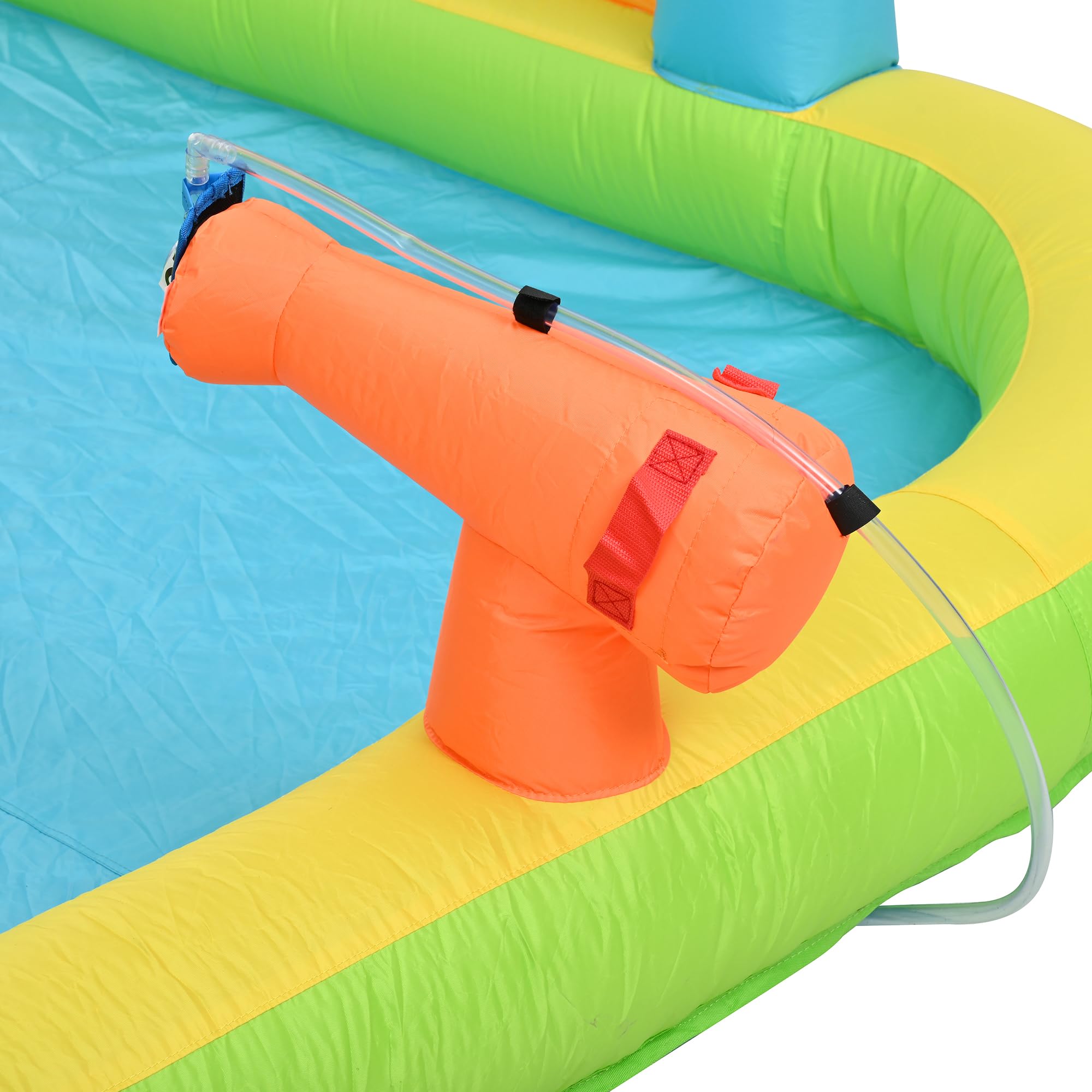 Gecheer Kinder Hüpfburg Aufblasbar 360x320x200cm mit Rutsche Wasserpool Basketballkorb Outdoor Spielzeug für Kinder von 3-10 Jahren Garten Party Strand Camping Geburtstag Sommer Wasserspaß