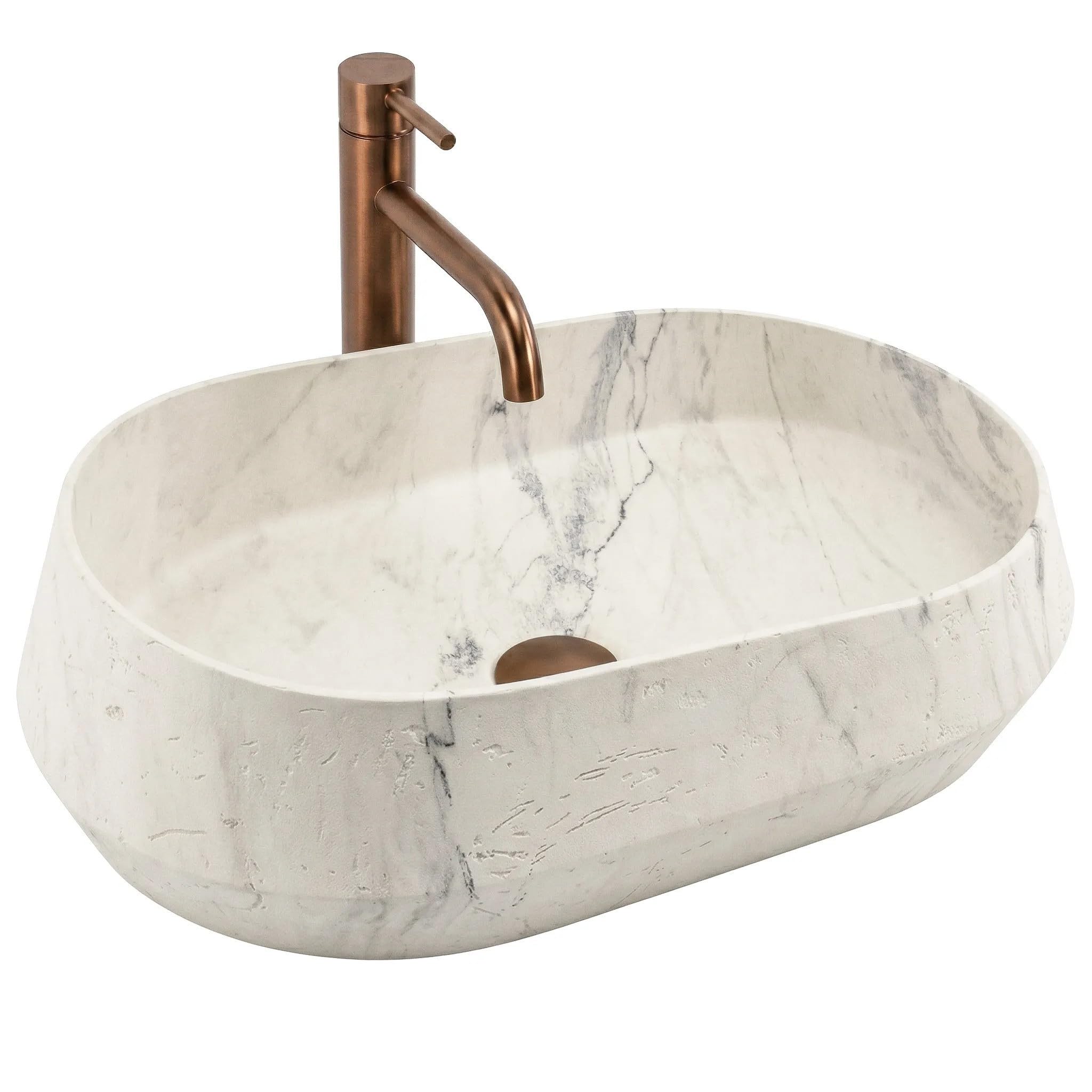Rea - Lavabo sobre encimera Zoe Marlo - Piedra Artificial (Piedra Compuesta Artificial) - Beige, Imitación De Piedra - 59x38x17 cm