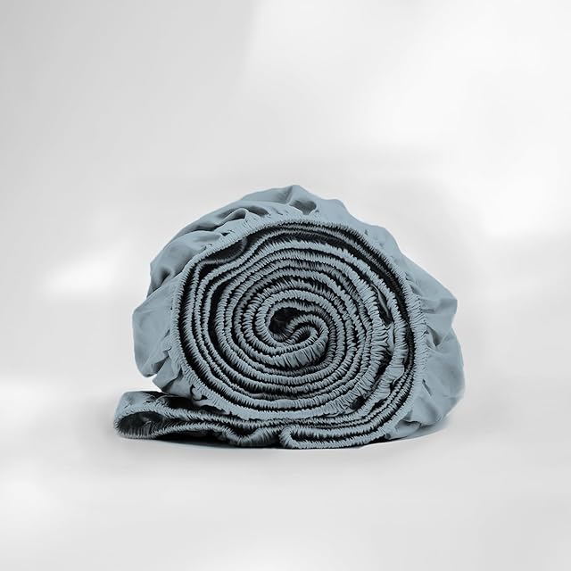 Purity Home 100% Cotton Fitted Sheets Super King Size Aqua Blue, 1pc Only, 300 Thread Count Percale Weave Fitted Sheet 180x200cm, Organic Eco-Friendly Bed Sheets Super King Size Elastic 40cm Deep