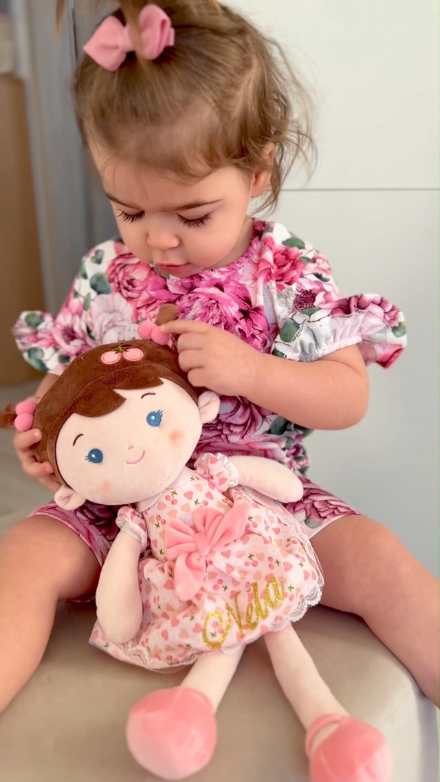 Soft Rag Plush First Doll For Girls Cute Cartoon Rag Cuddly Little Doll Fairy Tale Princess Ragdoll Toy Room Decoration Birthday Christmas 35CM (Navy Blue