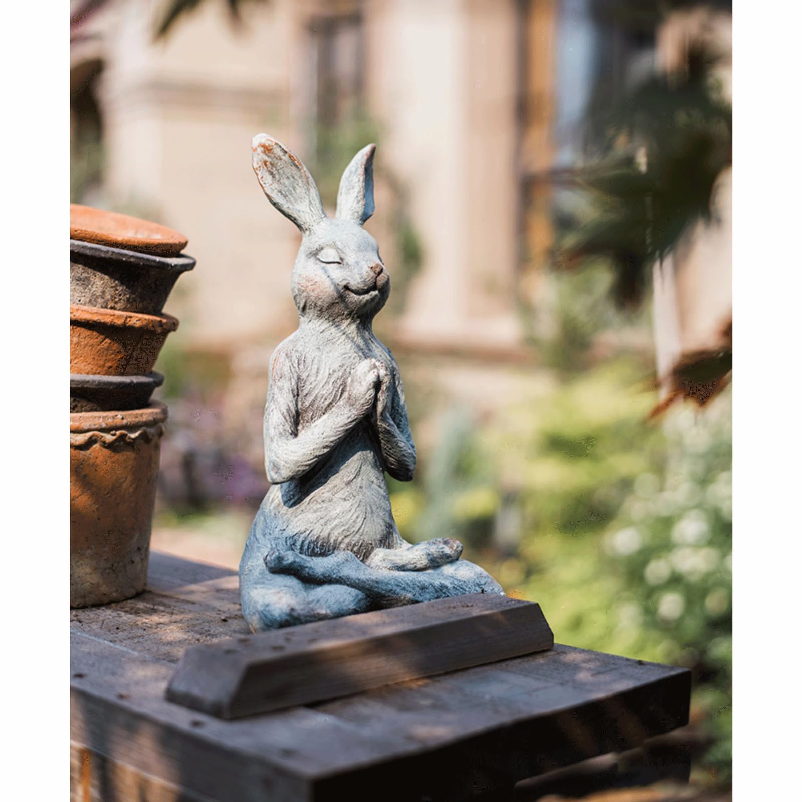 Statue da giardino per resina all'aperto yoga coniglio statua decorazione domestica scultura per studio e scrivania coppie uniche in regalo movimento 846 g regali da giardino