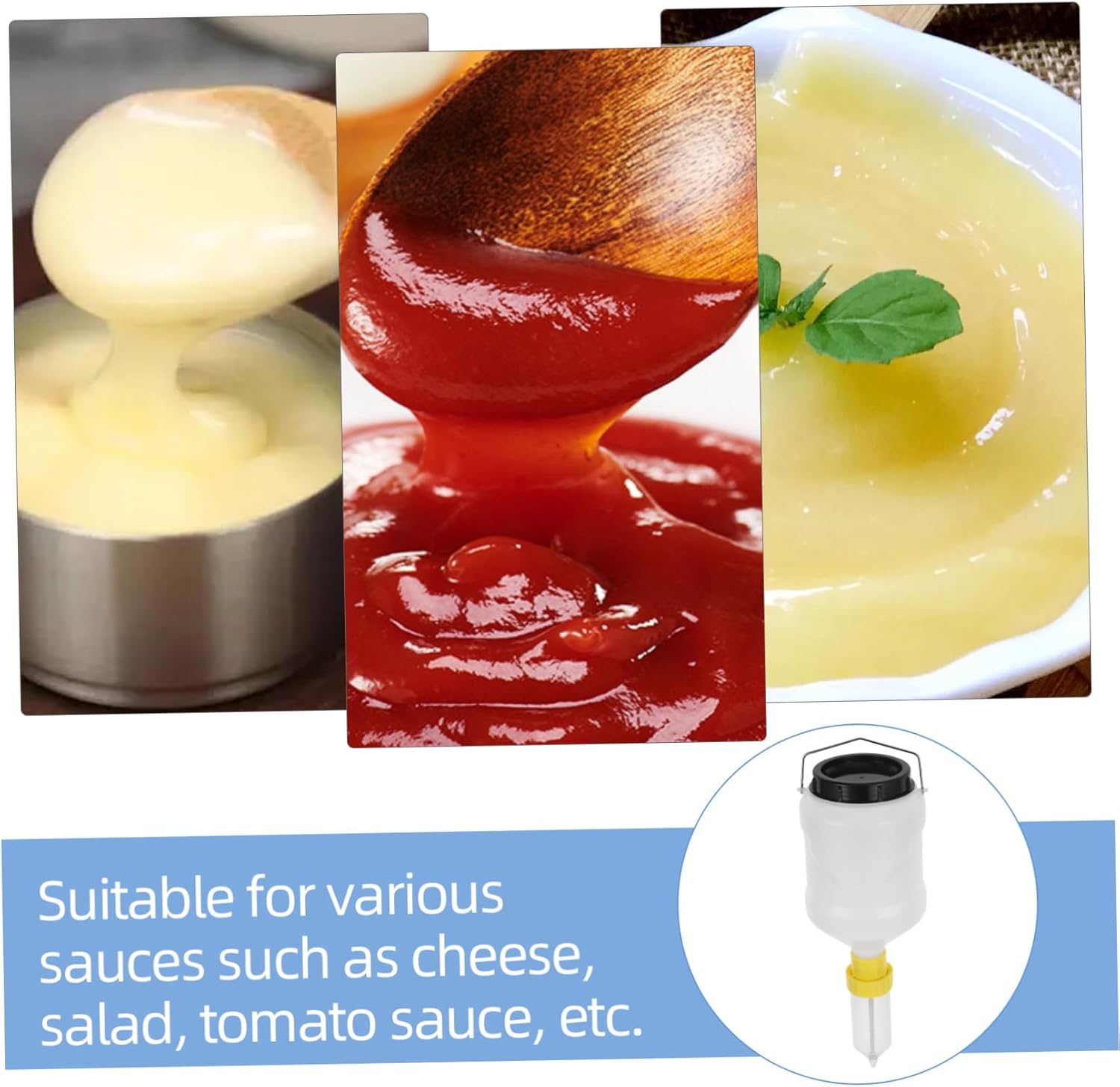 Lurrose Refillable Commercial Sauce Dispenser with Pump Food-grade Condiment Squeeze Bottle for Ketchup Salad Dressing Oil Hanging Design for Restaurant and Catering Use