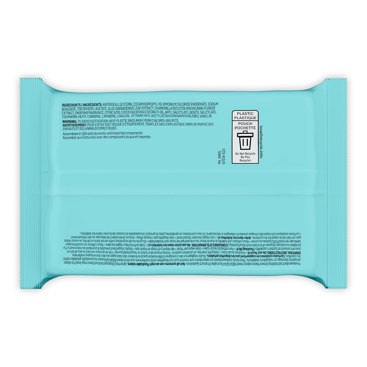Amazon Basics Flushable Wipes, Coconut Scent, Hypoallergenic, Dermatologically Tested, 2 Packs of 48 (96 Count)