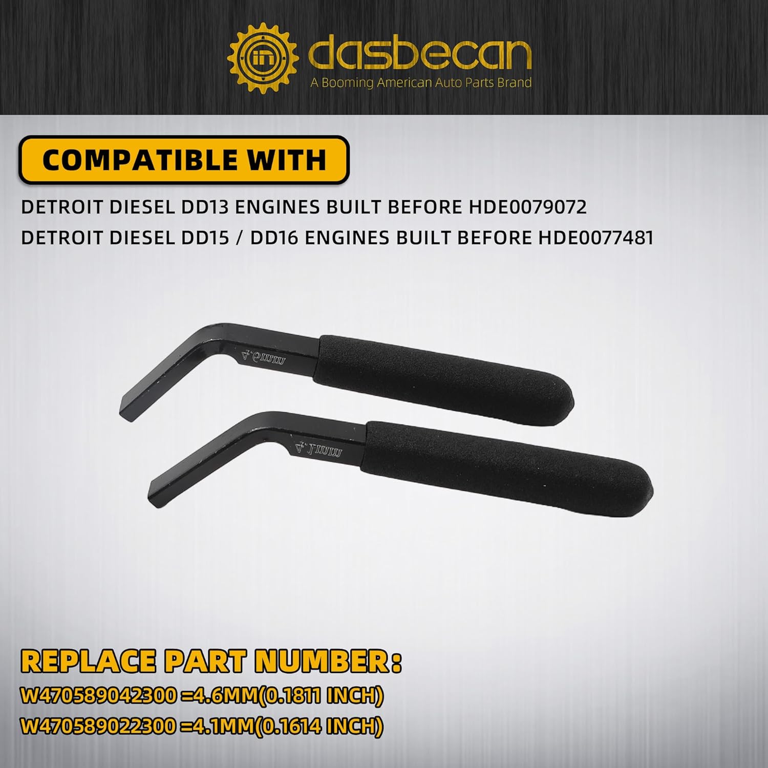 Dasbecan Engine Camshaft Timing Tool Kit Compatible with Detroit Diesel DD13 DD15 DD16 Engine TDC Locating Pin Brake Adjustment Tool Barring Tool Fuel Line Socket Replaces# W47058090900 W470589046300