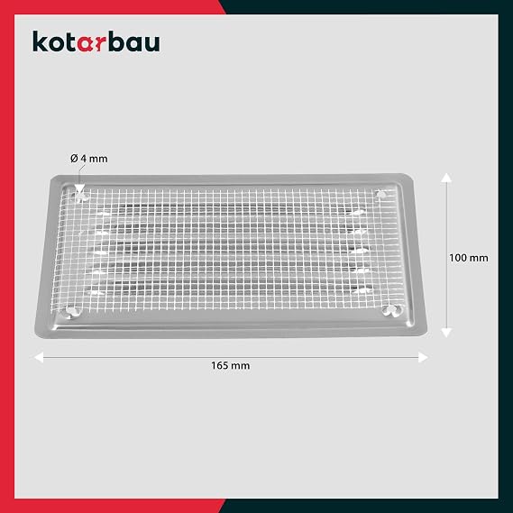 KOTARBAU Ventilation Grille Square 165 x 100 mm Ventilation Grille with Insect Protection Ventilation Cover Exhaust Grille for Fireplace Corrosion Resistant Stainless Steel Silver