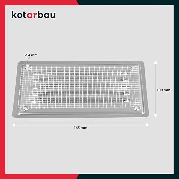 KOTARBAU Ventilation Grille Square 165 x 100 mm Ventilation Grille with Insect Protection Ventilation Cover Exhaust Grille for Fireplace Corrosion Resistant Stainless Steel Silver