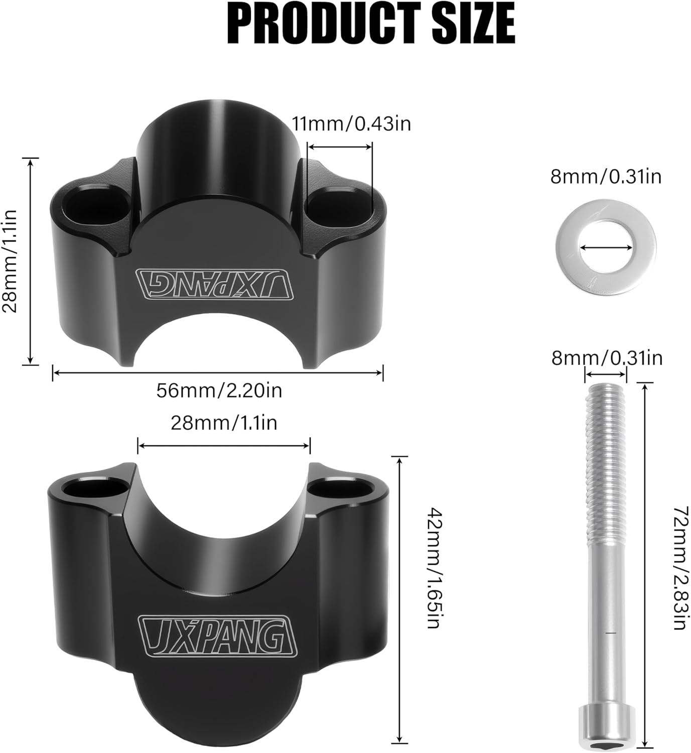 CNC Motorcycle Handlebar Risers 1 1/8" 28mm - 30mm Height Upgrade Clamp Mount - Fits for Yamaha, Honda, Kawasaki, Ducati Dirt Bike and ATVs (Black, 1-1/8 inch (28mm))