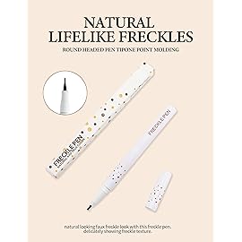 Erinde 2PCS Liquid Freckle Pen Waterproof, Natural Lifelike Fake Face Freckles Makeup, Long Lasting Quick Dry Faux Freckle Stamp Soft Dot Sopt Freck Pen, 02 Medium & 03 Dark