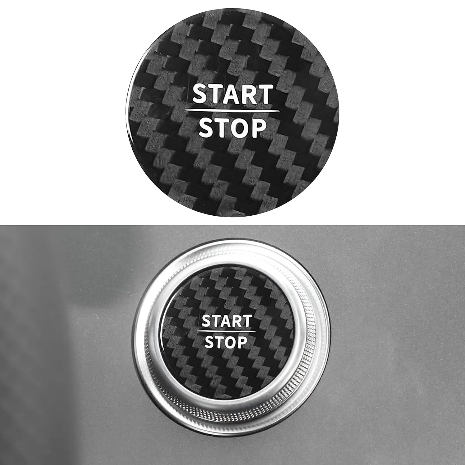 QianBao Compatible with Start Stop Button Cover Carbon Fiber Keyless Car Engine Ignition Switch for Mercedes Benz EQE 2023-2025 EQS 2024 2025 Black