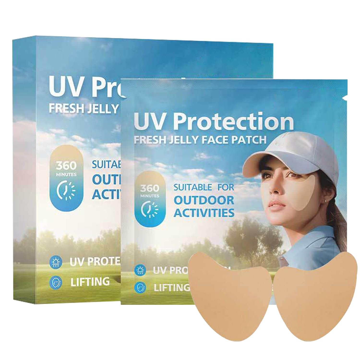 Facial Sunscreen Patch – UV Protective Cooling Gel, Moisture Care Lightweight Comfort Design Eye Area Coverage | Travel Friendly Skin Defense Anti UV Sun Shield Stickers outdoor sports use