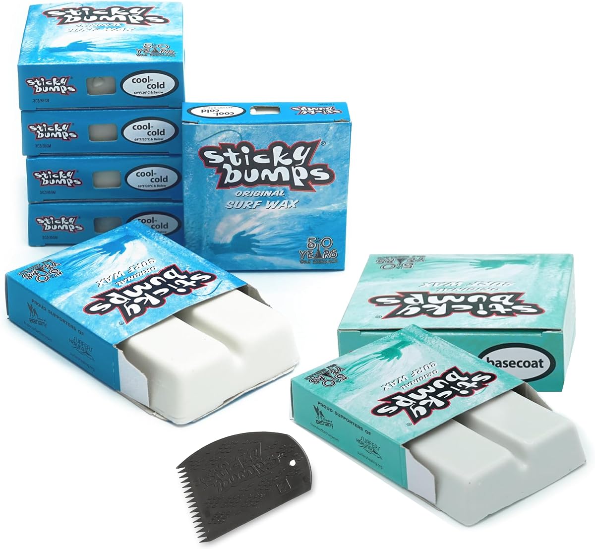 Sticky Bumps Original surf Wax Cool-Cold | Long-Lasting Surfboard Wax | Great Bump Building for Surfing | Non-Toxic, Nature-Safe | for Surfboard surf Wax Temps 69°F / 20°C & Below.