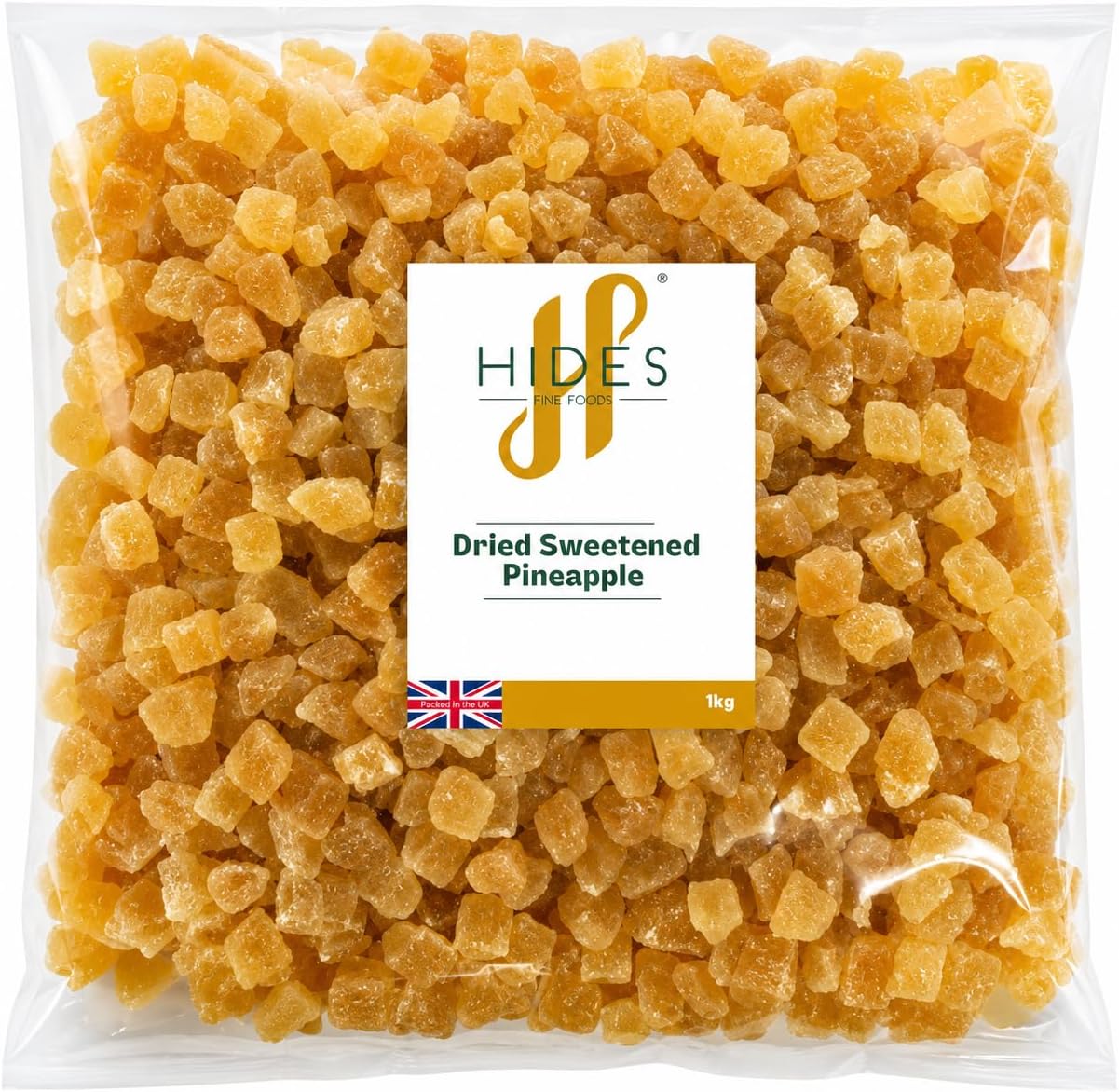 Hides Fine Foods - Dried Sweetened Diced Pineapple 1kg - Suitable for Vegetarians - GMO Free - Baking - Granola - Breakfast - Snacking - Desserts - Curries