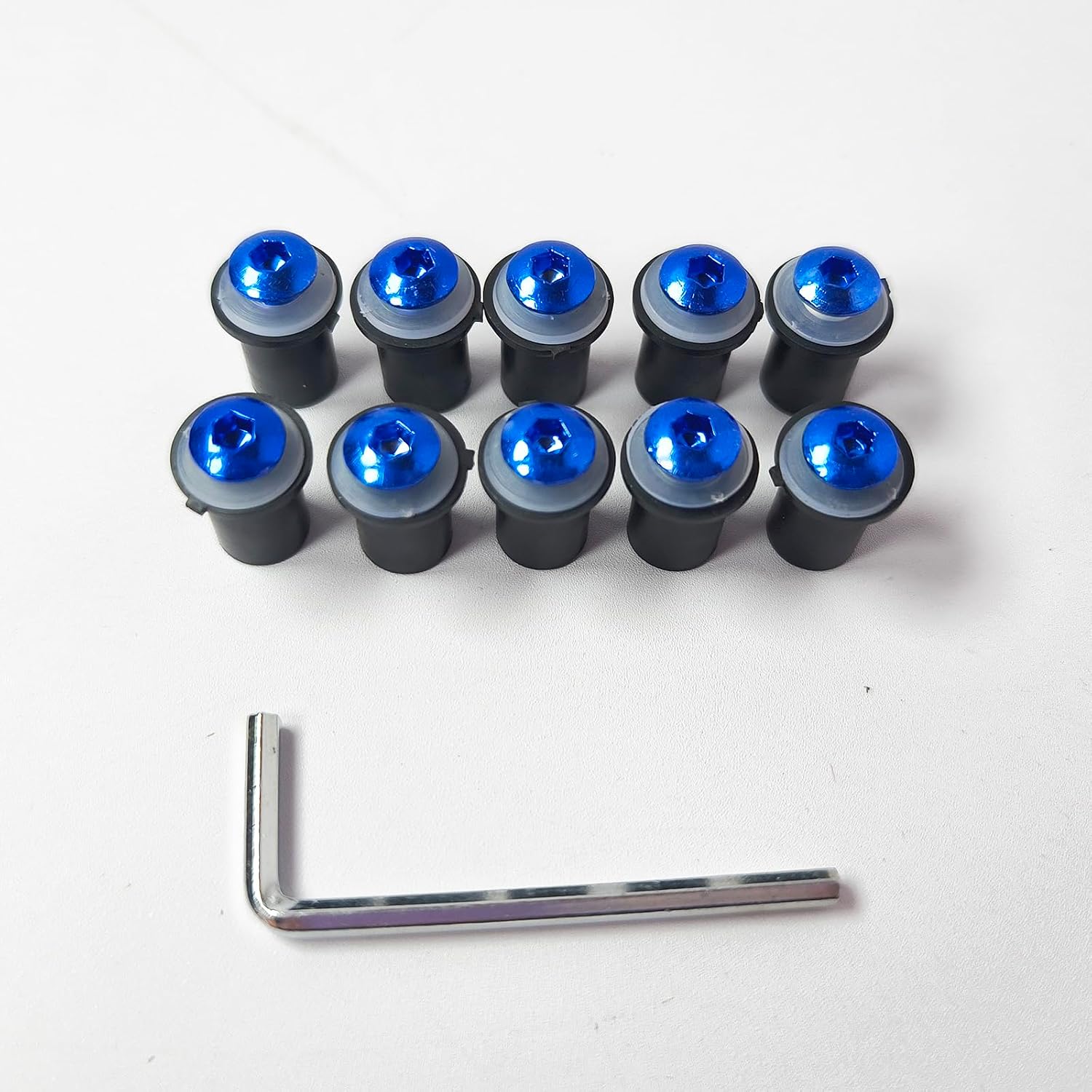 10 Pcs M5 Motorcycle Windshield Bolts Screws Kit Aluminum Alloy Motorbike Windscreen Body Mounting Bolts Nuts Universal Fairing Fasteners Screw(Blue)