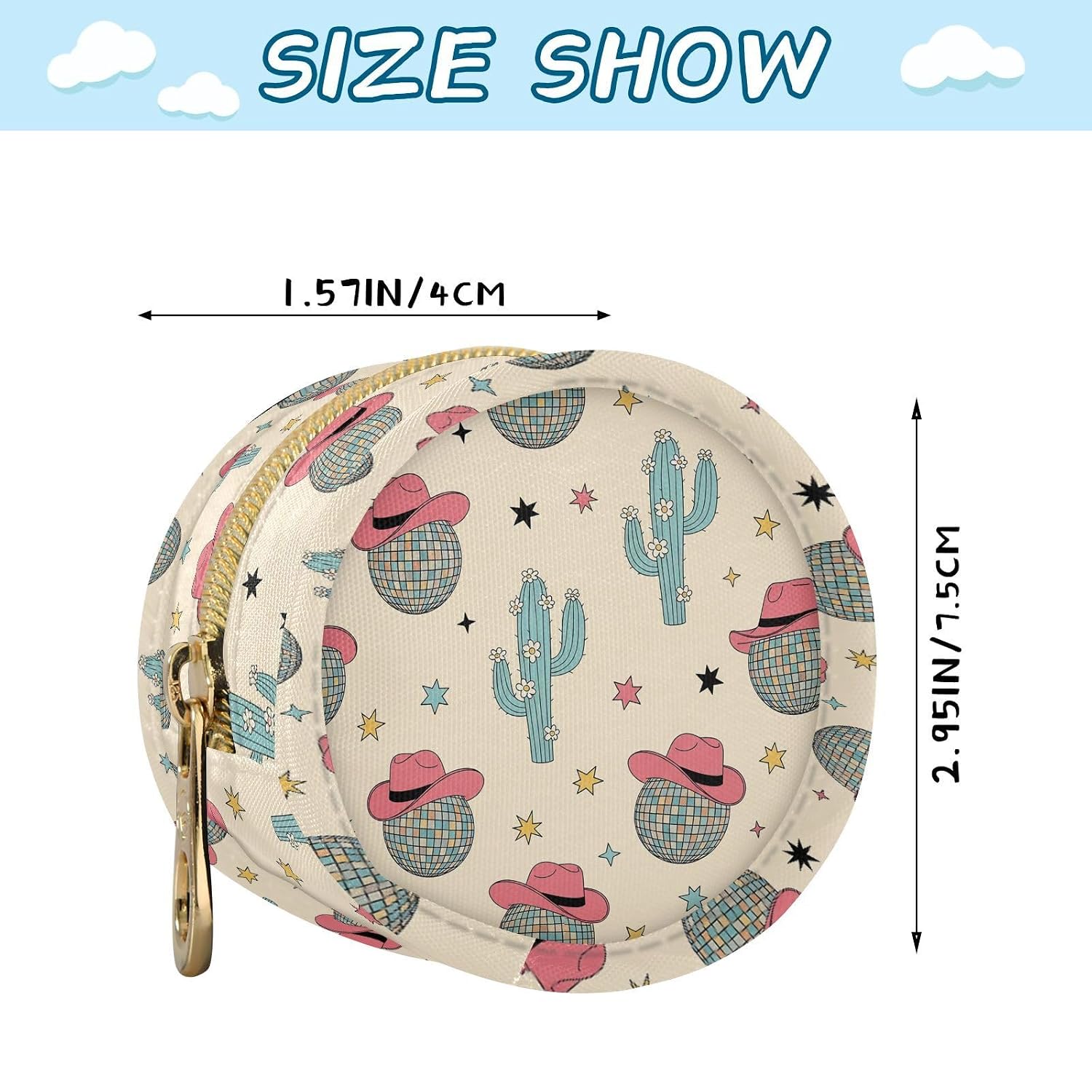 Disco Ball Cactus Stars Hat Baby Pacifier Holder Case with Clip Portable Pacifier Storage Organizer Round Container Pouch Box Fits Diaper Bag Stroller Purse image 3