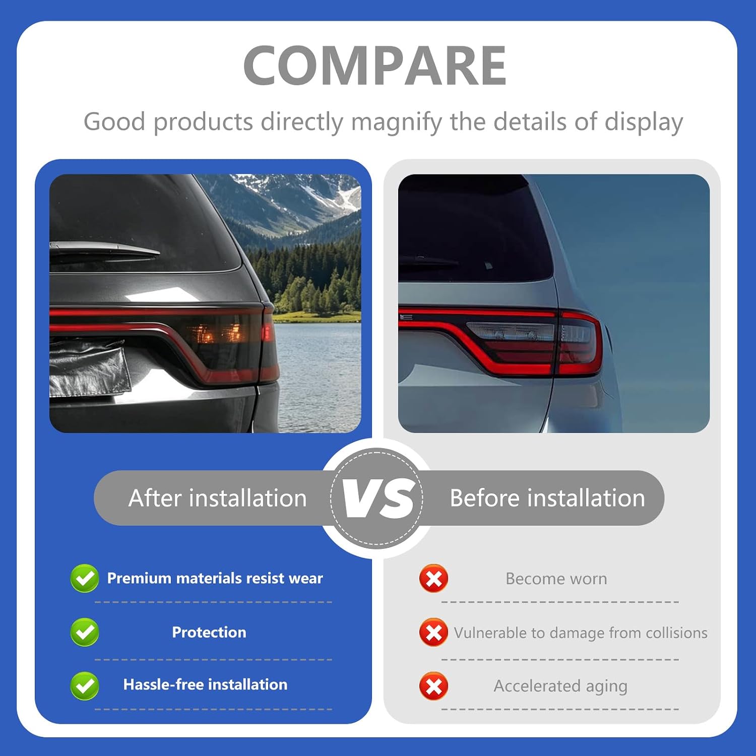 4PCS Smoked Black Tail Light Cover Guard Trim Decoration Exterior Accessories Compatible with Dodge Durango 2014-2024