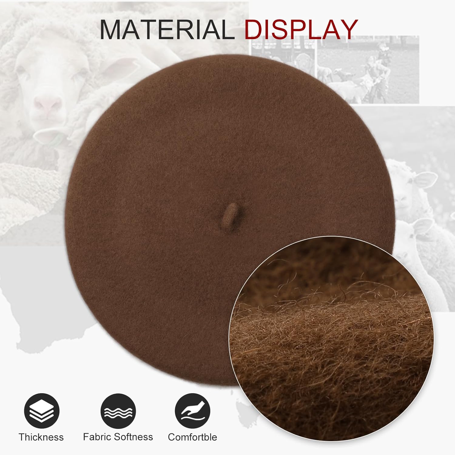 Sumolux Women Beret Hat Wool Vintage French Solid Color Classic Winter Cap - Image 5